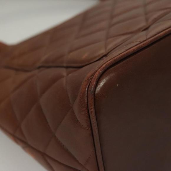 CHANEL Matelasse Reprint Tote Bag Lamb Skin Brown CC Auth ep10129 - Picture 12 of 16